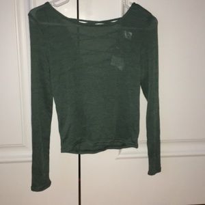 Long sleeve green shirt with crossing in back!!